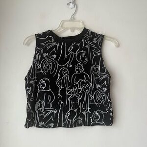 Dazey LA Black & White Female Print Cropped Tank S